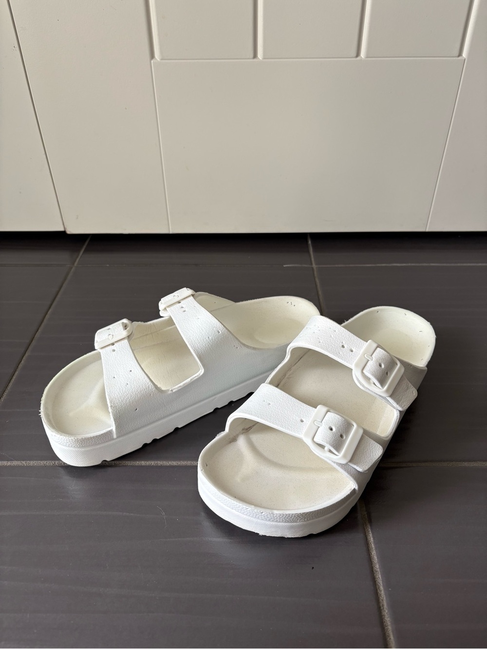 White Birkenstock Style Sandal
